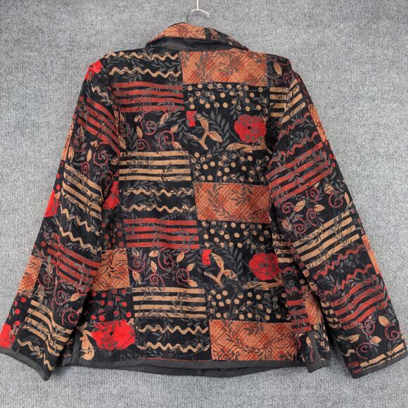Coldwater Creek Womens Button-Up Patchwork Tapestry Jacket Multi Floral Large - Picture 5 of 11